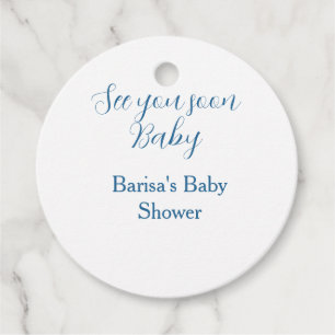 see you soon baby shower blue name date simple favour tags