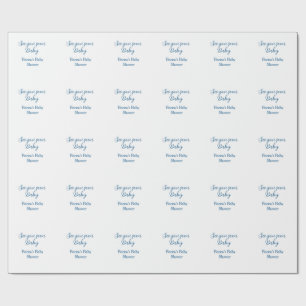 see you soon baby shower blue name date simple wrapping paper