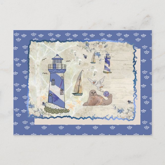 Seebild mit Schiffchen Postcard (Front)