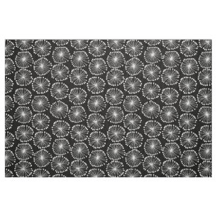 Seed Heads - White on Black Fabric