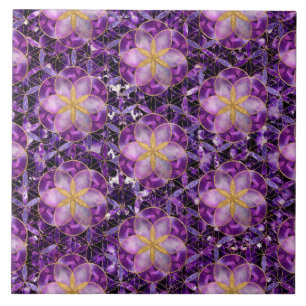 Seed of life in Flower of Life Pattern - Anethyst Ceramic Tile