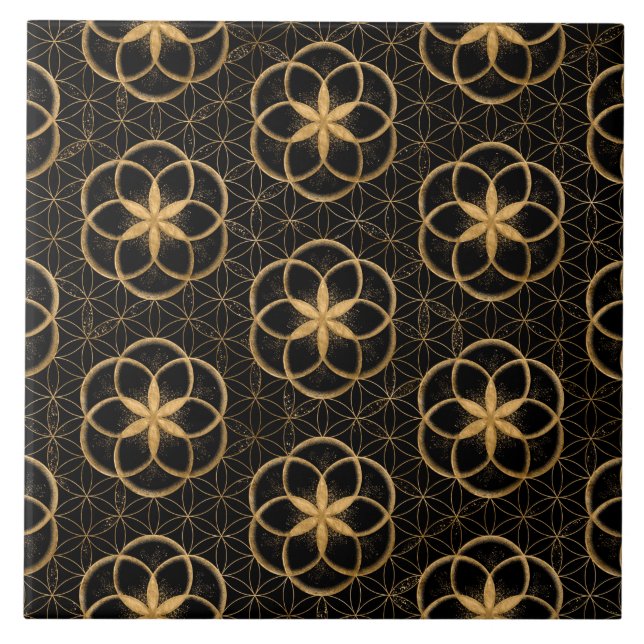 Seed of life in Flower of Life Pattern Ceramic Tile (Front)