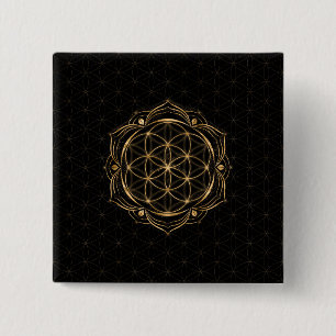 Seed of life in Lotus - Sacred Geometry 15 Cm Square Badge