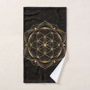 Seed of life in Lotus - Sacred Geometry Bath Towel Set
