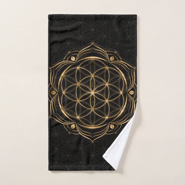 Seed of life in Lotus - Sacred Geometry Bath Towel Set (Hand Towel)