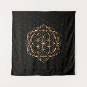 Seed of life in Lotus - Sacred Geometry Tapestry
