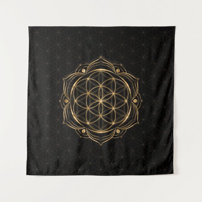 Seed of life in Lotus - Sacred Geometry Tapestry (Front)