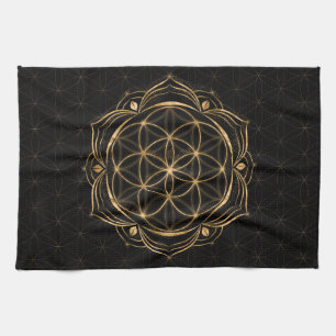 Seed of life in Lotus - Sacred Geometry Tea Towel