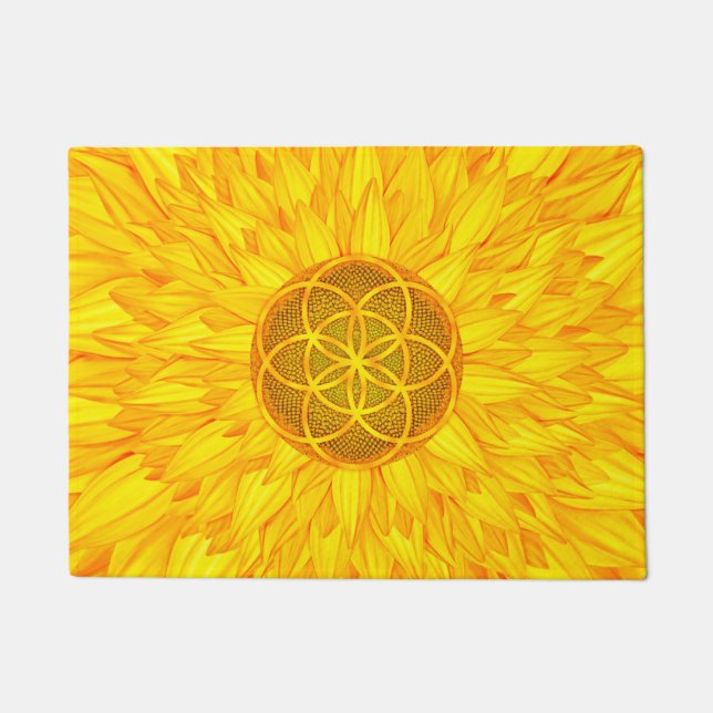 Seed of life in Sunflower - Sacred Geometry Doormat (Front)