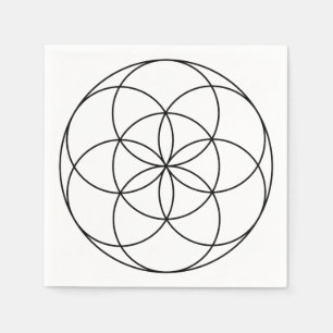 Seed of Life Sacred Geometry black & white Napkin