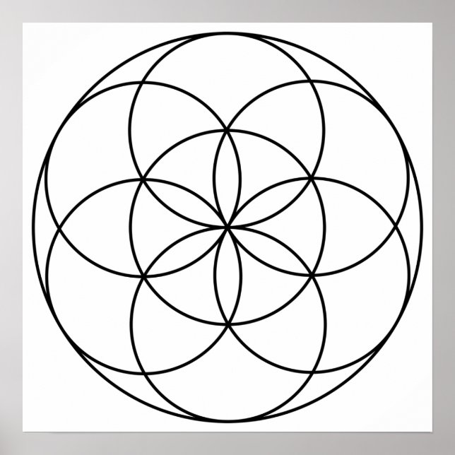 Seed of Life Sacred Geometry black & white Poster (Front)
