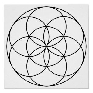 Seed of Life Sacred Geometry black & white Poster