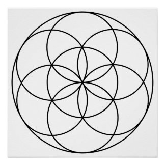 Seed of Life Sacred Geometry black & white Poster