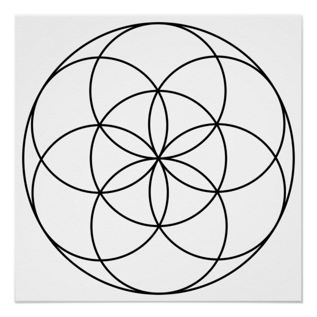 Seed of Life Sacred Geometry black & white Poster (Front)