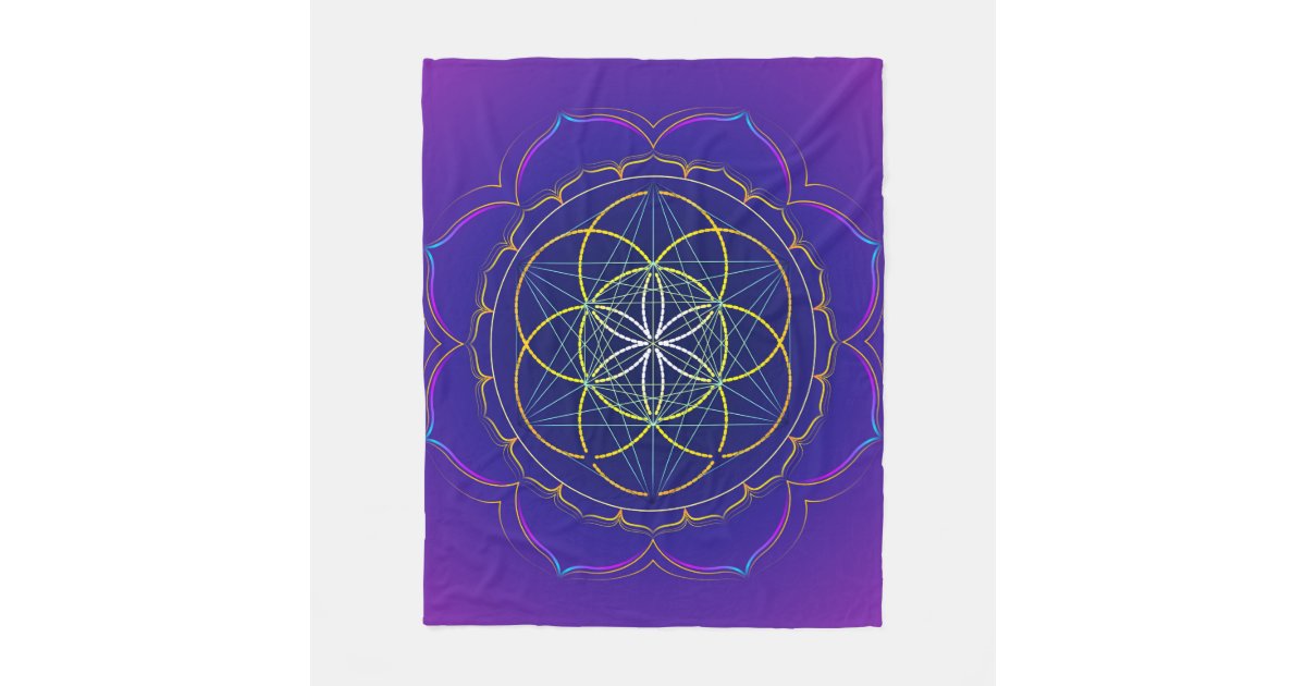 Seed of Life yantra & Metatron's cube mandala Fleece Blanket Zazzle