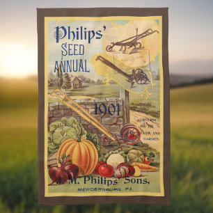 Seed Packet Catalogue Vegetable Farm Brown Vintage Tea Towel