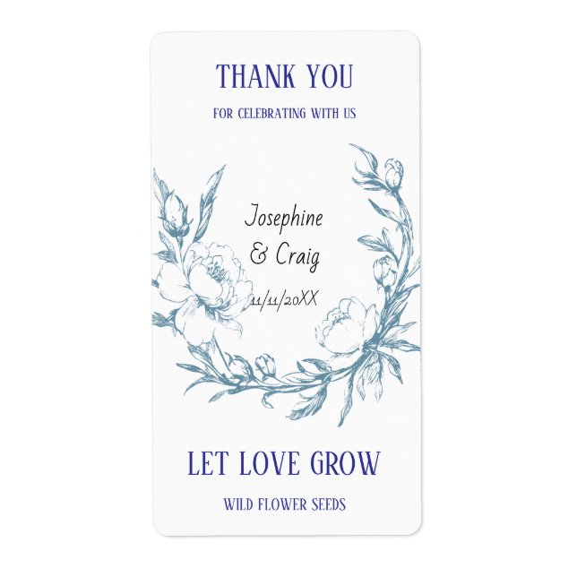 Seed Packet Labels Wedding Favours (Front)