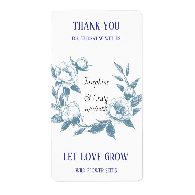 Seed Packet Labels Wedding Favours (Front)