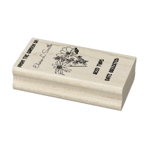 Seed Packet with Flowers, Butterfly Wood Art Stamp