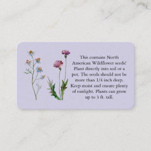 Seed Paper Instructions on Standard Business Card