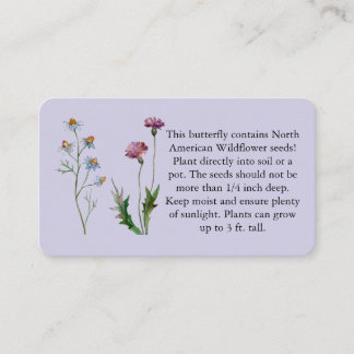 Seed Paper Instructions on Standard Business Card 