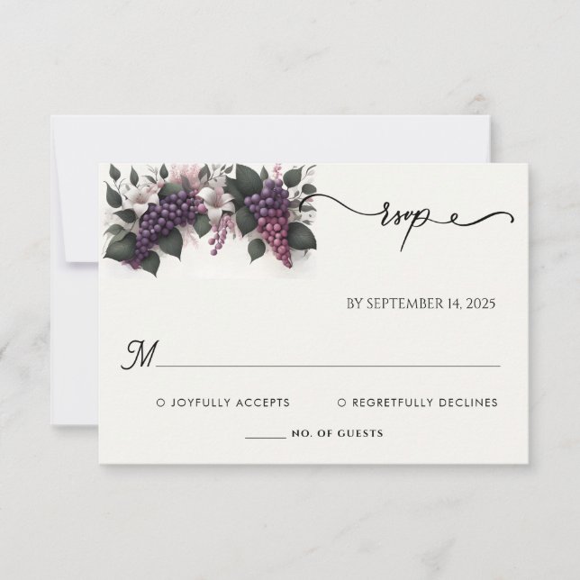 Seed Rural Farm Wood Fruit Ivy Vineyard Wedding RSVP Card (Front)
