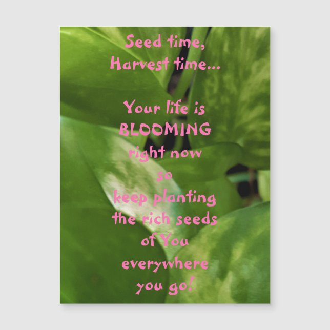 Seed Time, Harvest Time Magnetic Greeting Card (Front)