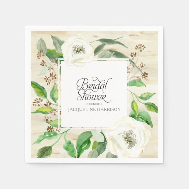 Seeded Eucalyptus Leaf Wreath BOHO Wild Rose Wood Napkin (Front)