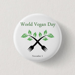 Seedling from a fork- World vegan day November 1 3 Cm Round Badge