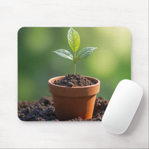 Seedling In Terracotta Pot Mouse Pad