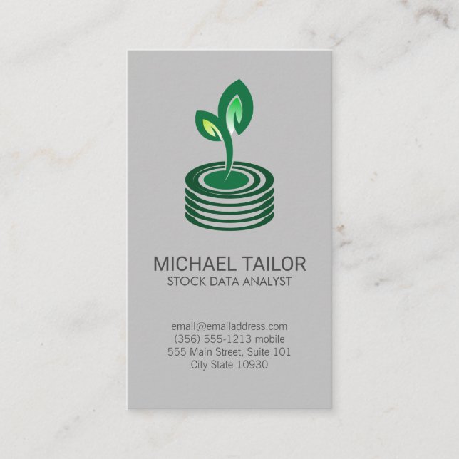 Seedling Sprout Money Logo | Finance Business Card (Front)