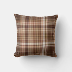 Seeds and Nuts Brown and White Plaid Cushion