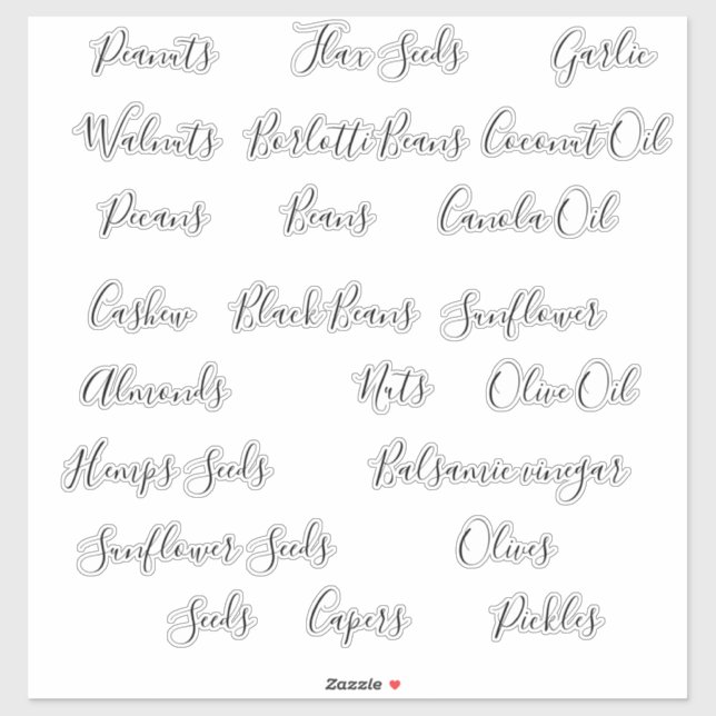 Seeds, Nuts Oils Pantry Storage Canister Labels (Sheet)