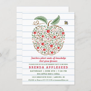 Seeds of Knowledge Teacher's Apple Retirement Card