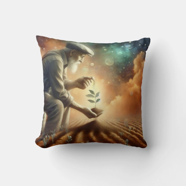 “Seeds of Renewal” Throw Pillow (Front)