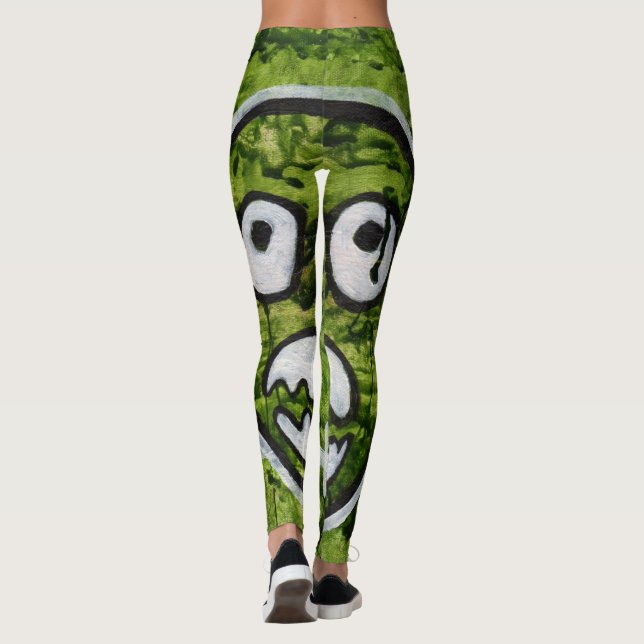 Seedy Pete Skull Odd Whimsical Monster Art Quirky Leggings (Back)
