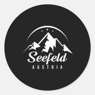 Seefeld Austria Ski Resort Skiing Snowboarding Sou Classic Round Sticker