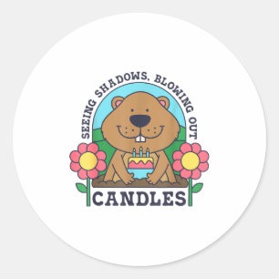 Seeing Shadows Blowing Out Candles Groundhog Birth Classic Round Sticker