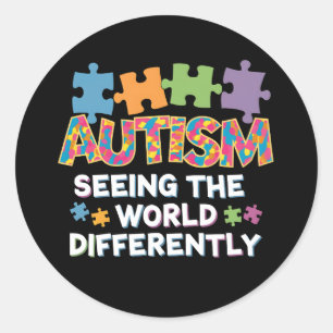 Seeing the World Differently Autism Awareness Classic Round Sticker