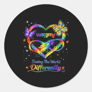 Seeing The World Differently Autism Awareness Girl Classic Round Sticker