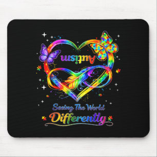 Seeing the world differently autism awareness girl mouse pad