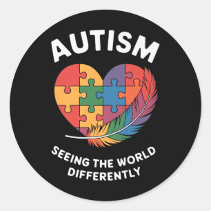 Seeing The World Differently Autism Awareness Infi Classic Round Sticker