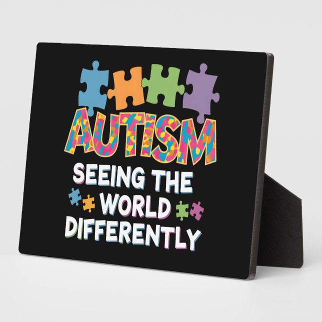 Seeing the World Differently Autism Awareness Plaque (Side)