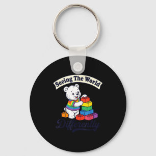 Seeing the world differently bear autism awareness key ring