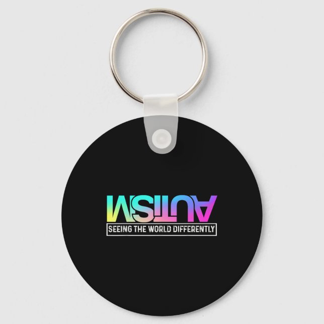 Seeing The World Differently Cute World Autism Awa Key Ring (Front)