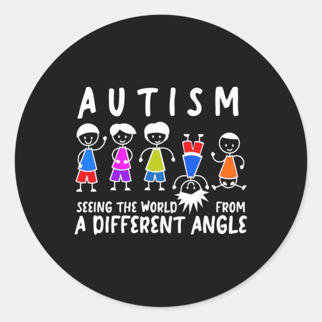 Seeing The World From A Different Angle Autism Awa Classic Round Sticker (Front)