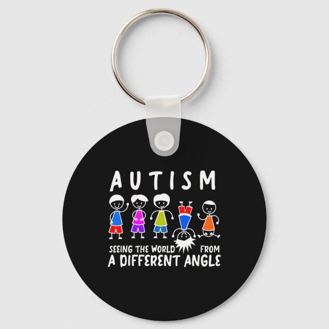 Seeing The World From A Different Angle Autism Awa Key Ring (Front)