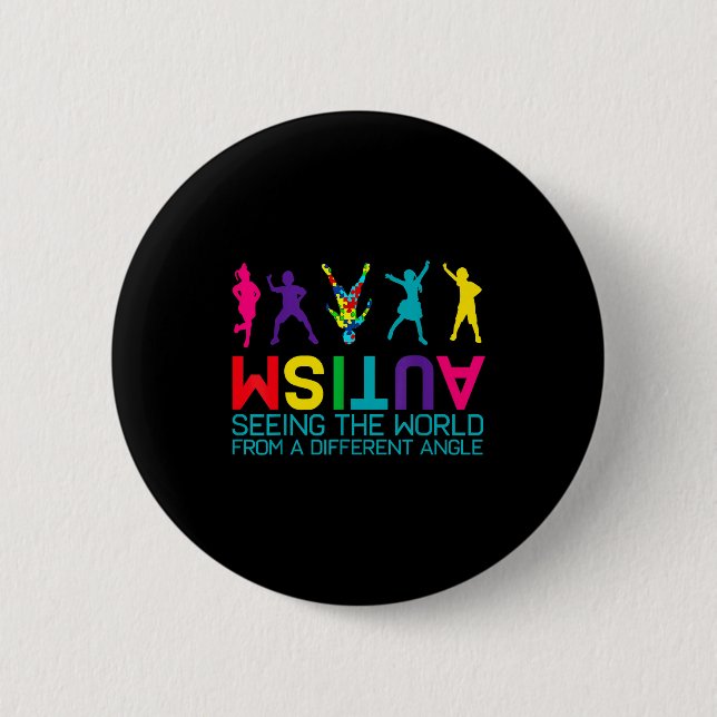 Seeing The World From Different Angle Autism Aware 6 Cm Round Badge (Front)