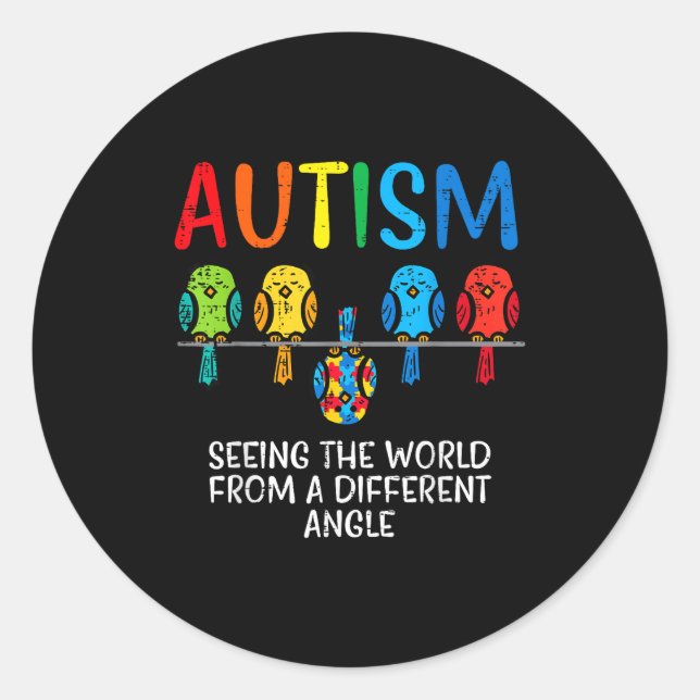Seeing World From Different Angle Autism Awareness Classic Round Sticker (Front)