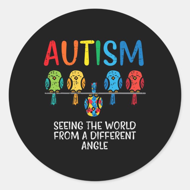 Seeing World From Different Angle Autism Awareness Classic Round Sticker (Front)